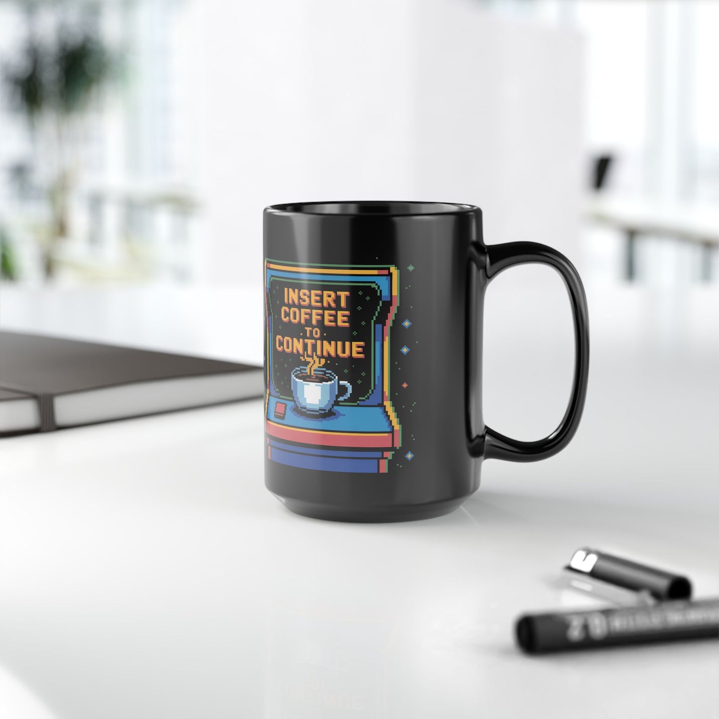 Retro Gamer Coffee Mug, Fun Ceramic Cup for Gamers, Video Game Lover Gift, Retro Arcade Decor, Insert Coffee to Continue