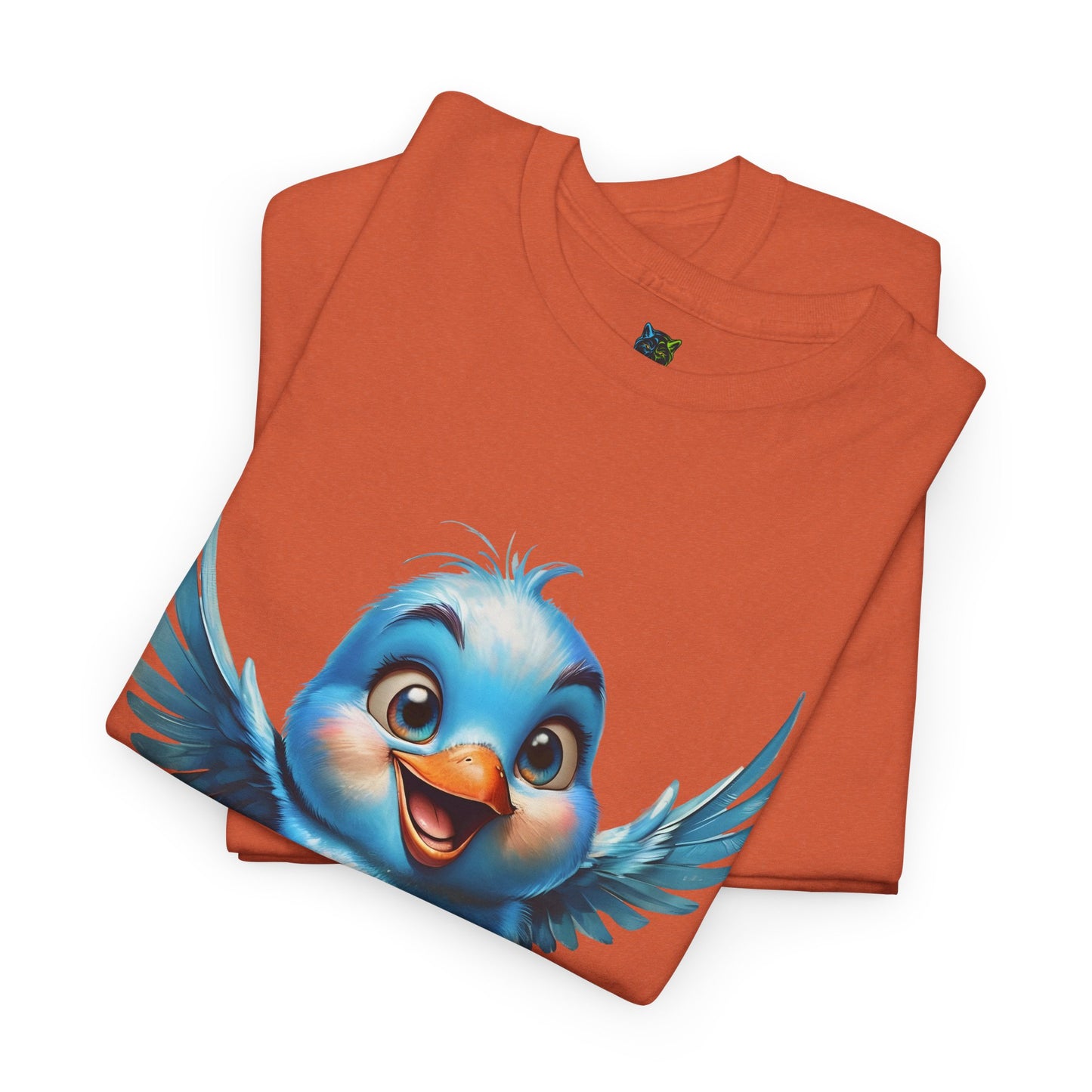 Playful Bluebird  Heavy Cotton Tee - Perfect for Nature Lovers & Everyday Wear