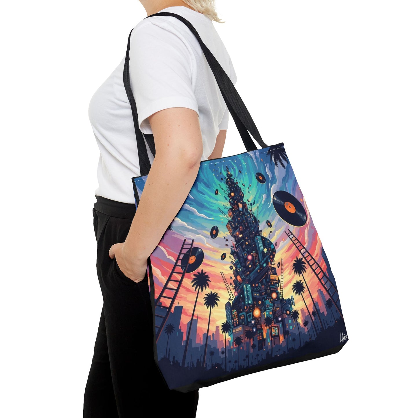Vibrant Music-Themed Tote Bag, Groovy Beach Bag, Bohemian Eco-Friendly Shopping Tote, Artsy Gift for Music Lovers, Festival Accessory