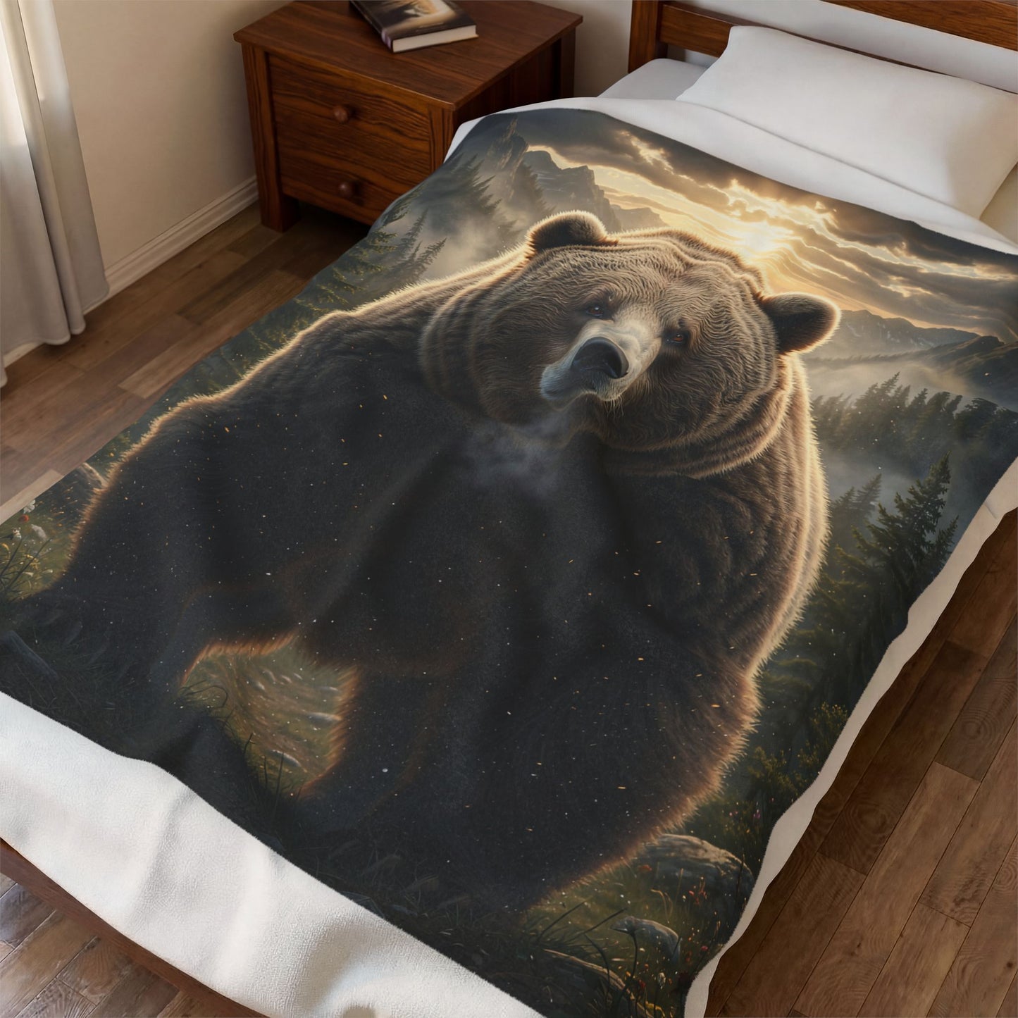 Bear Throw Blanket 60x80 – Rustic Wildlife Plush Blanket for Couch Bed Sofa – Mountain Lodge Decor – Mountain Titan by Lair Gadgets