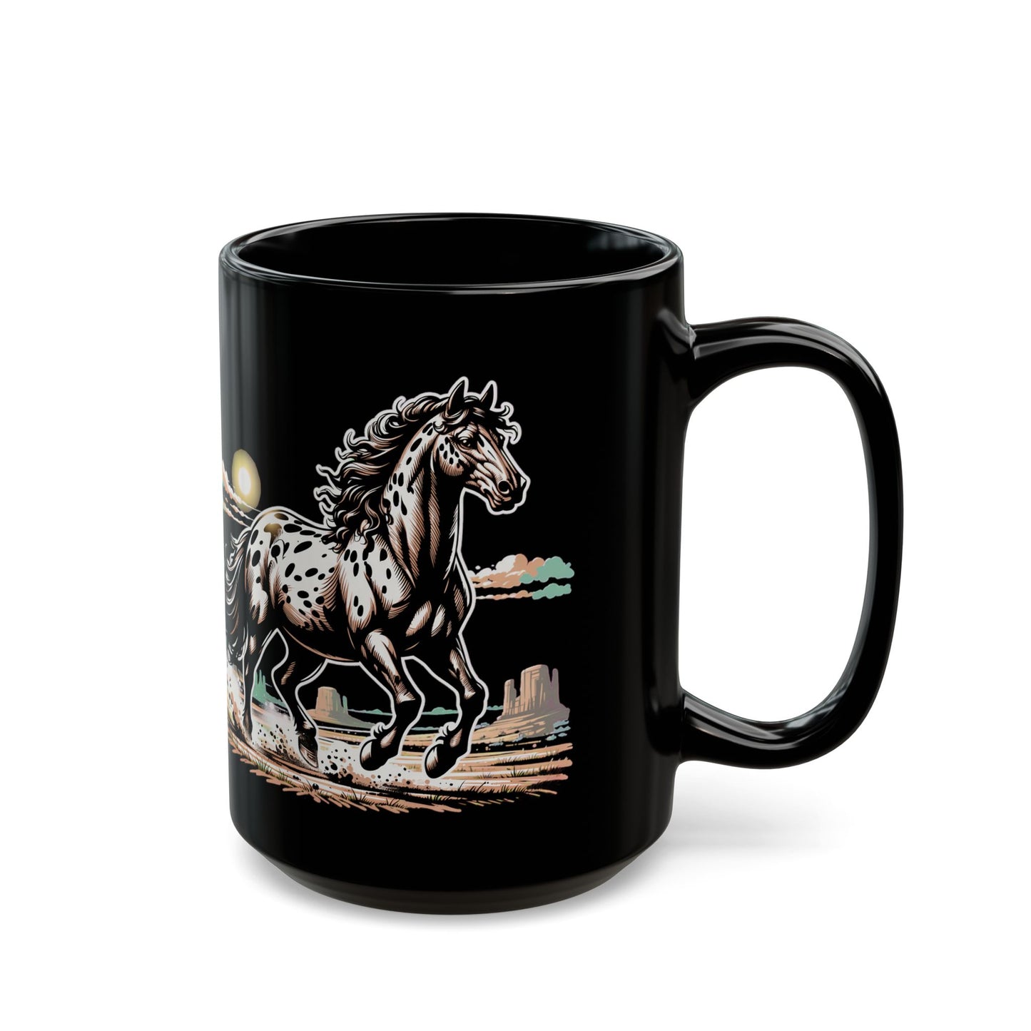 Appaloosa Action Scene Black Mug (15oz)
