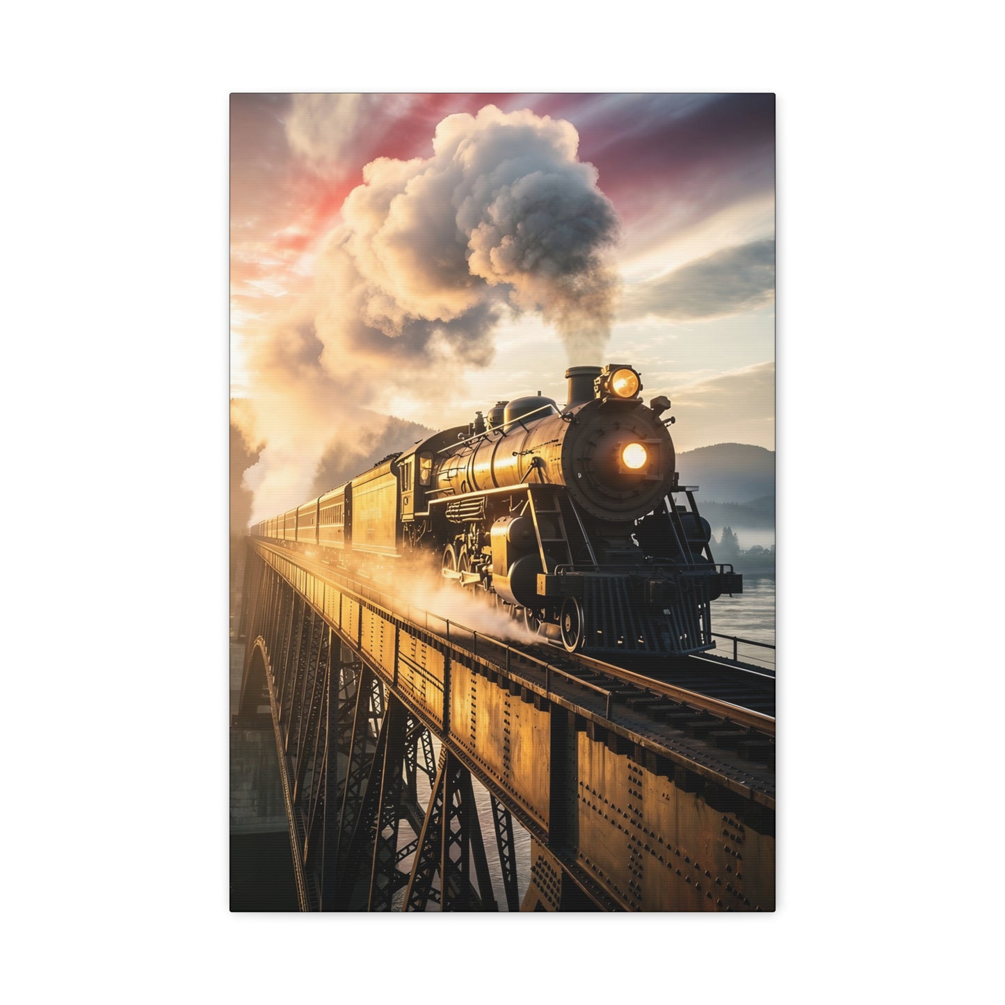Train on bridge 16x24VERTICAL  Matte Canvas, Stretched, 1.25"