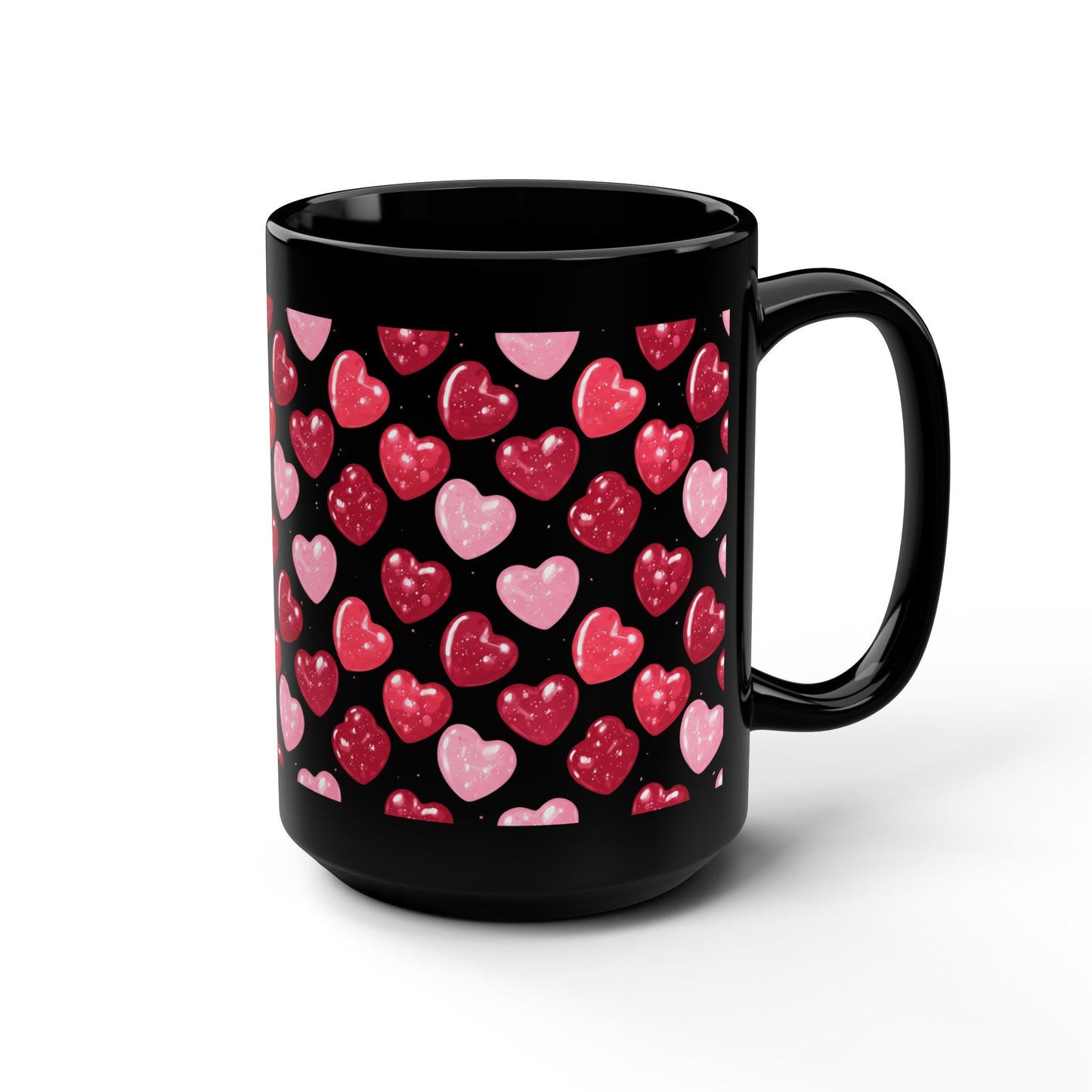 15oz Black Mug — Candy Gloss heart pattern- score 83