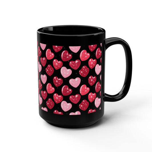 15oz Black Mug — Candy Gloss heart pattern- score 83
