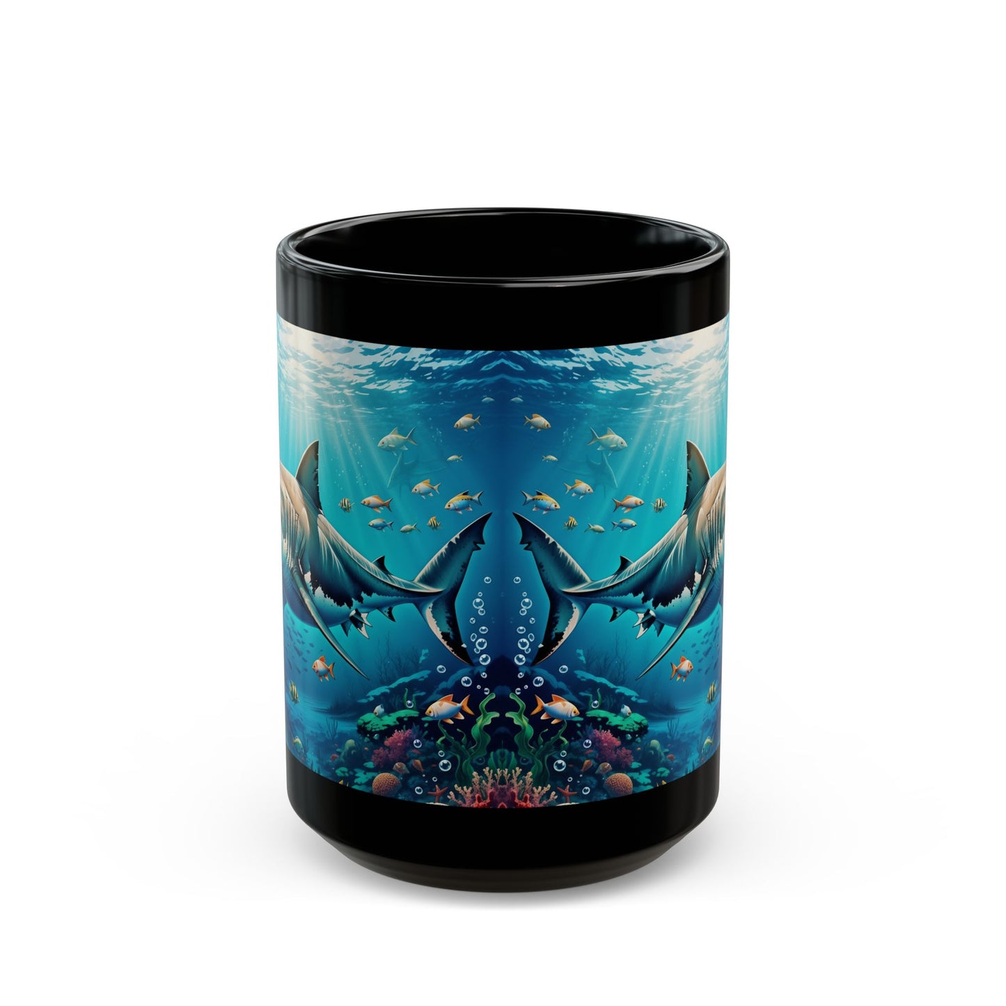 Shark Mirrored Black Mug (11oz, 15oz)