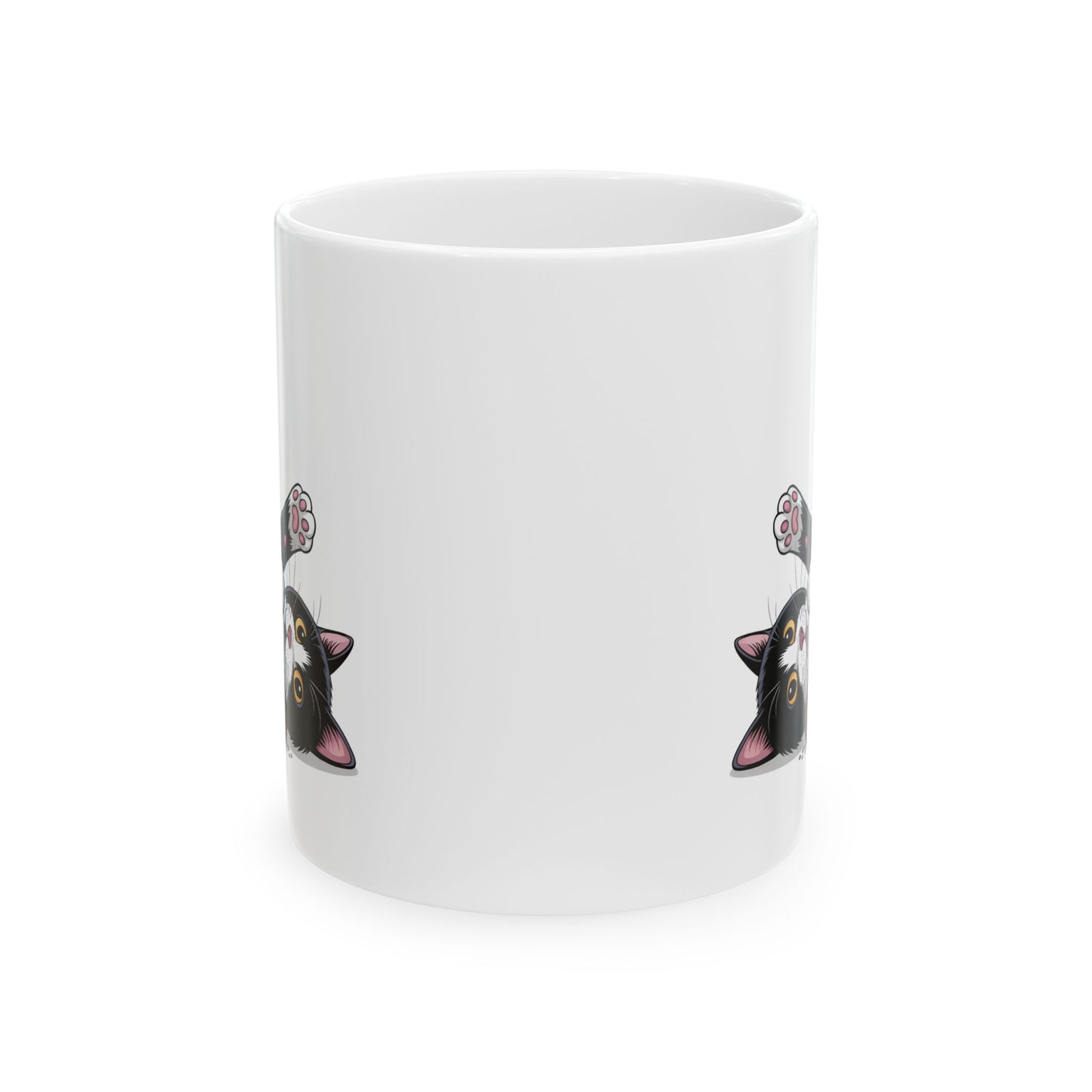 Cute Cat Coffee Mug – Cartoon Tuxedo Kitten Rolling Design – Ceramic  Cup – Cat Lover Gift – by Lair Gadgets