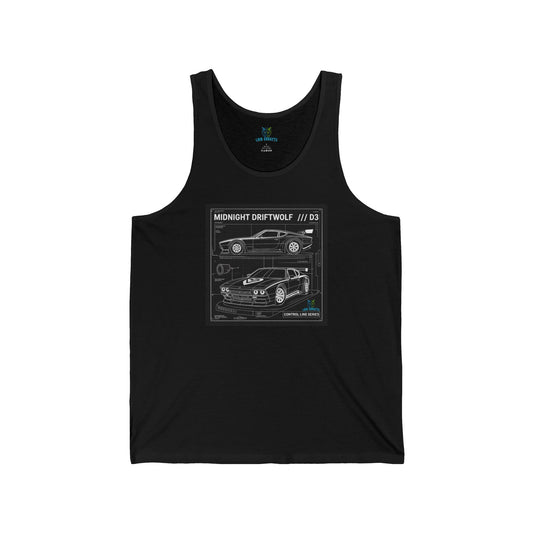 Midnight Driftwolf T-Shirt, Car Blueprint Design, Automotive Enthusiast, Racing Inspired Apparel, Unique Graphic Tee, D3 Control Line Series