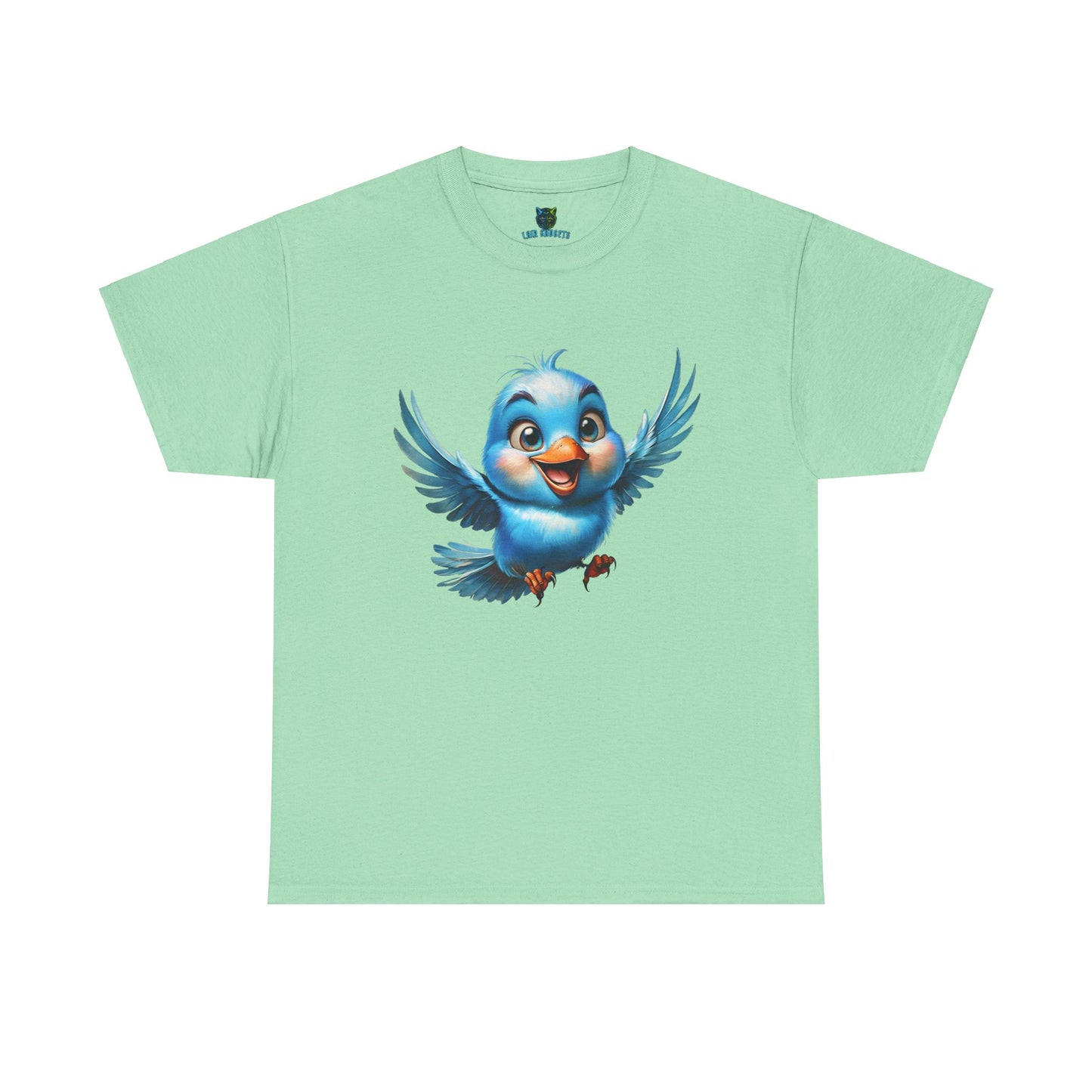 Playful Bluebird  Heavy Cotton Tee - Perfect for Nature Lovers & Everyday Wear