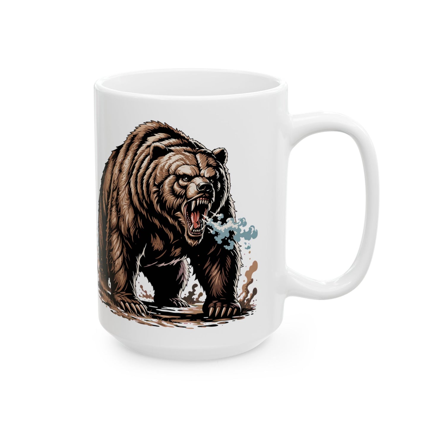 Bear on White Ceramic Mug, (11oz, 15oz)