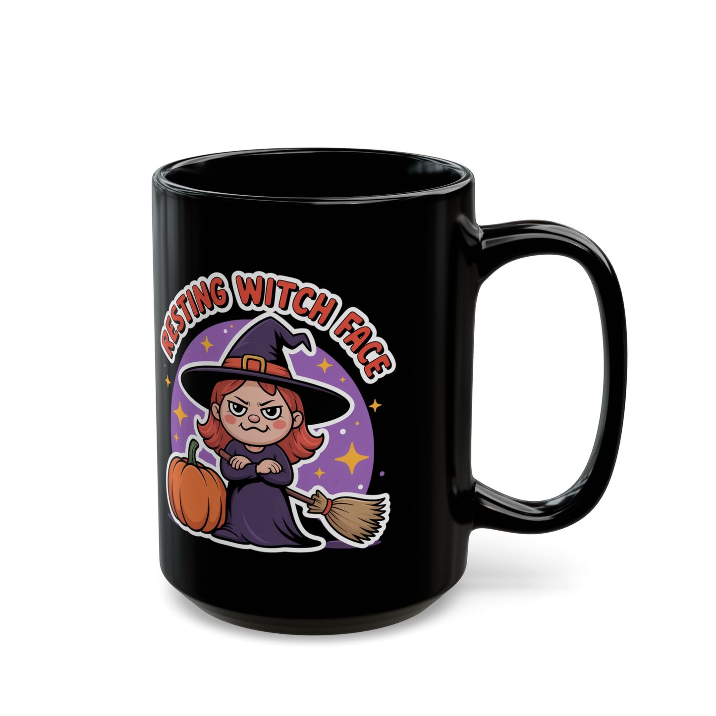 Resting Witch Face Mug Funny Halloween Witch 15oz Black Ceramic