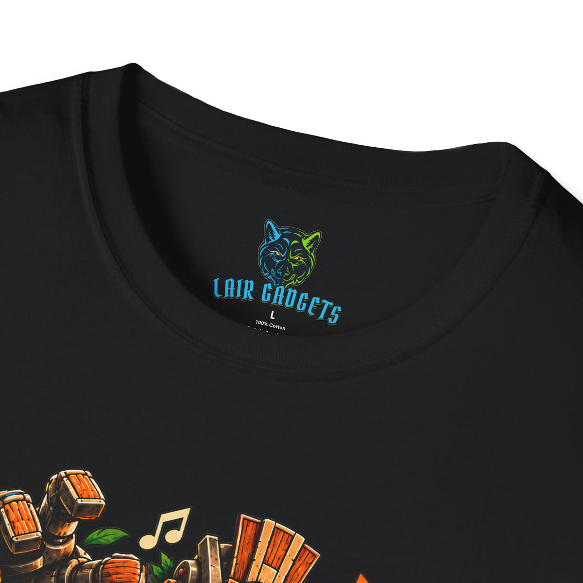 Tiki robot bongo drums video game music graphic tee by Lair Gadgets