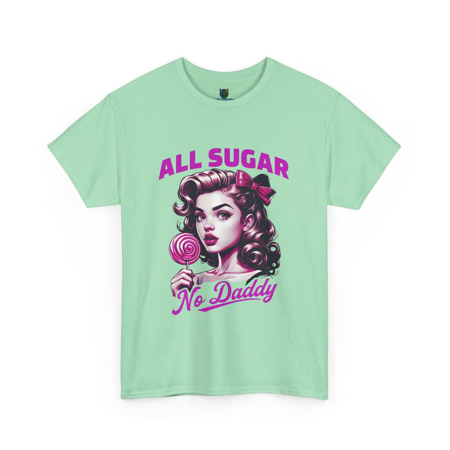 All Sugar No Daddy Heavy Cotton Tee - Fun Retro Graphic Tee for Sweet Tooth Lovers