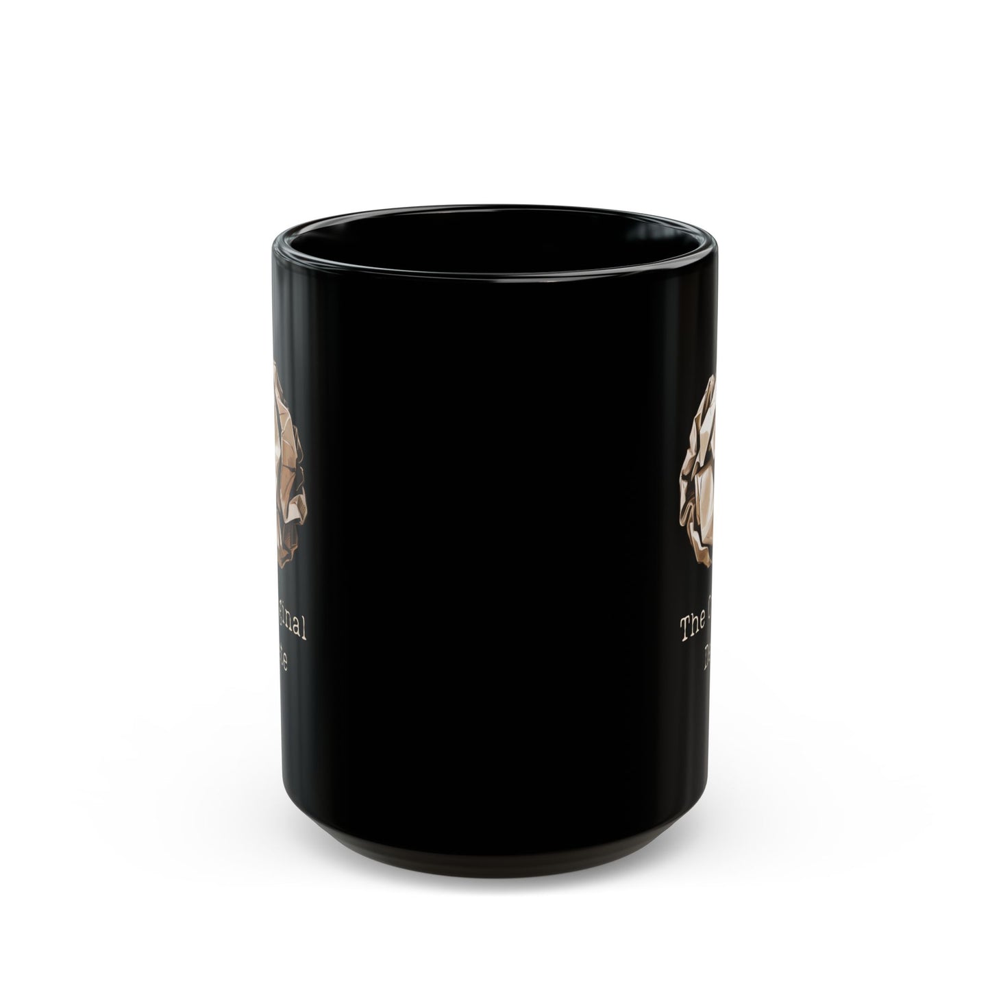 96 - Black Ceramic Mug — "The Original Delete" Crumpled Paper Design 15oz