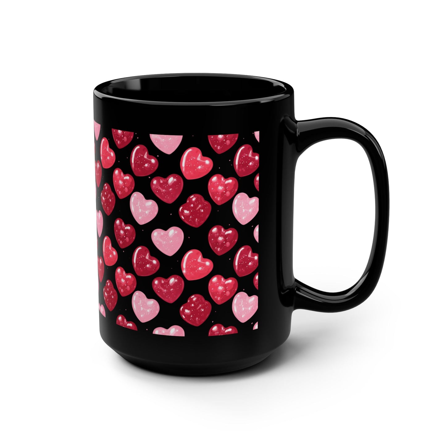 15oz Black Mug — Candy Gloss heart pattern- score 83