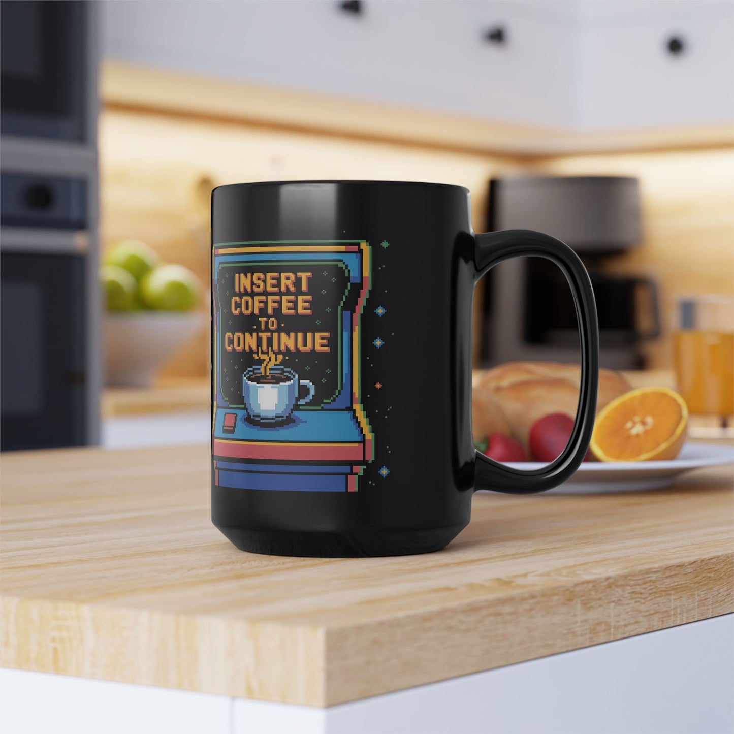 Retro Gamer Coffee Mug, Fun Ceramic Cup for Gamers, Video Game Lover Gift, Retro Arcade Decor, Insert Coffee to Continue