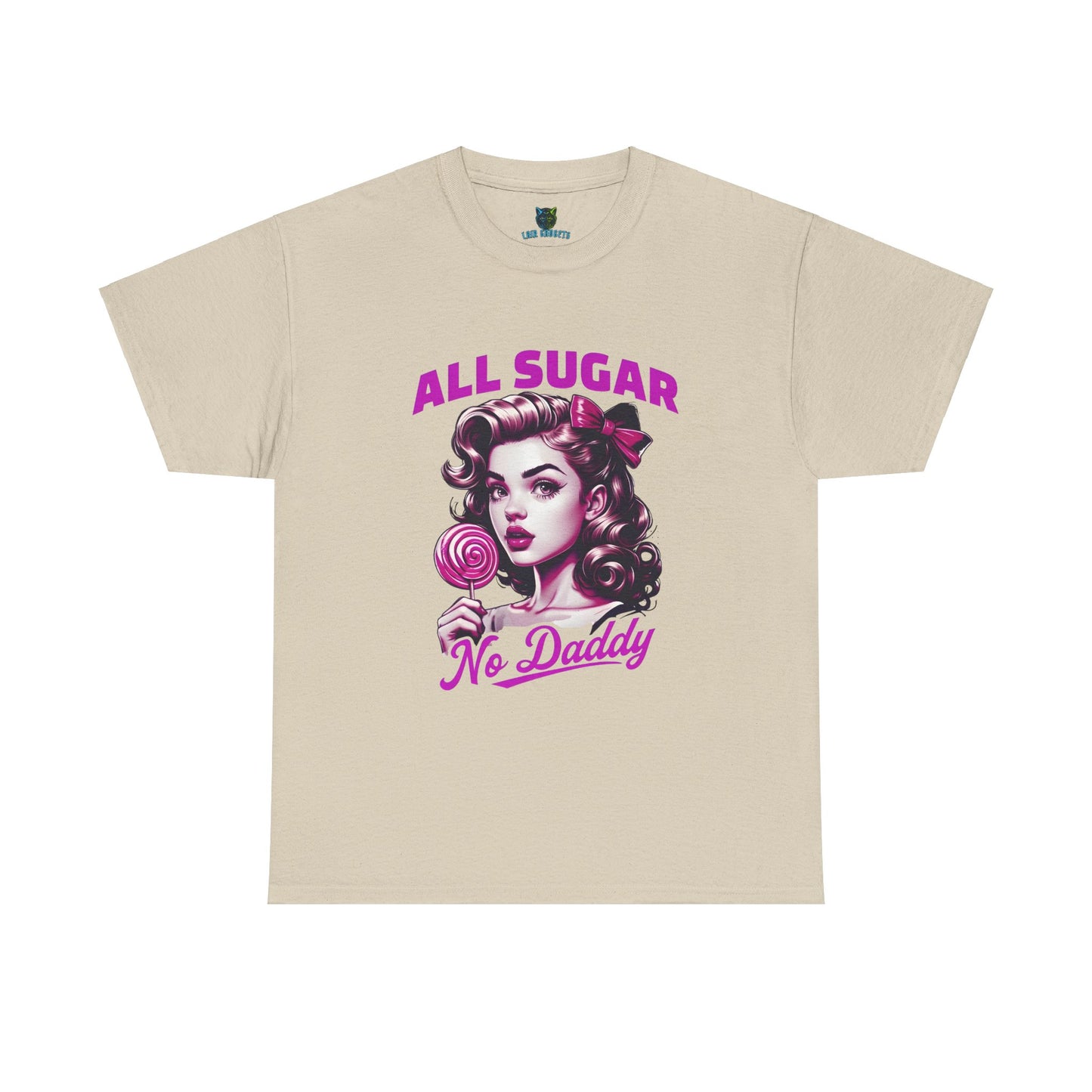 All Sugar No Daddy Heavy Cotton Tee - Fun Retro Graphic Tee for Sweet Tooth Lovers