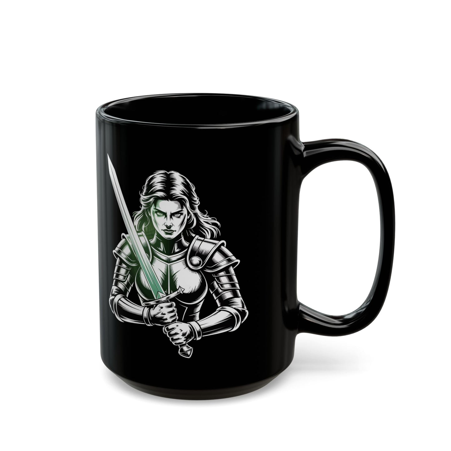 Female Warrior Black Mug (15oz)