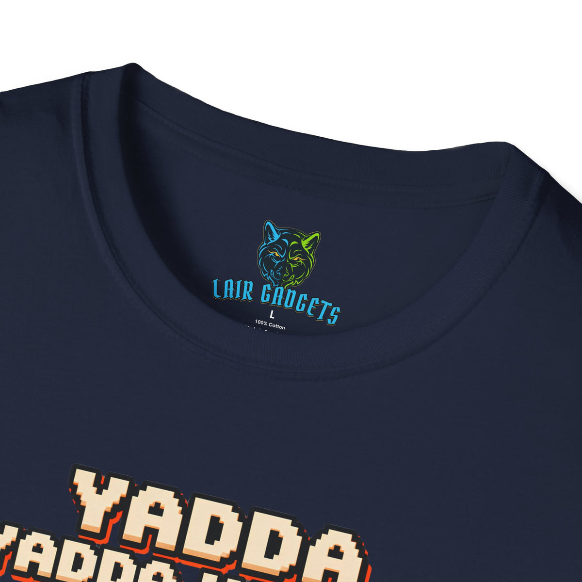 Yadda Yadda Yadda Game Over pixel art spaceship graphic tee, alternate view