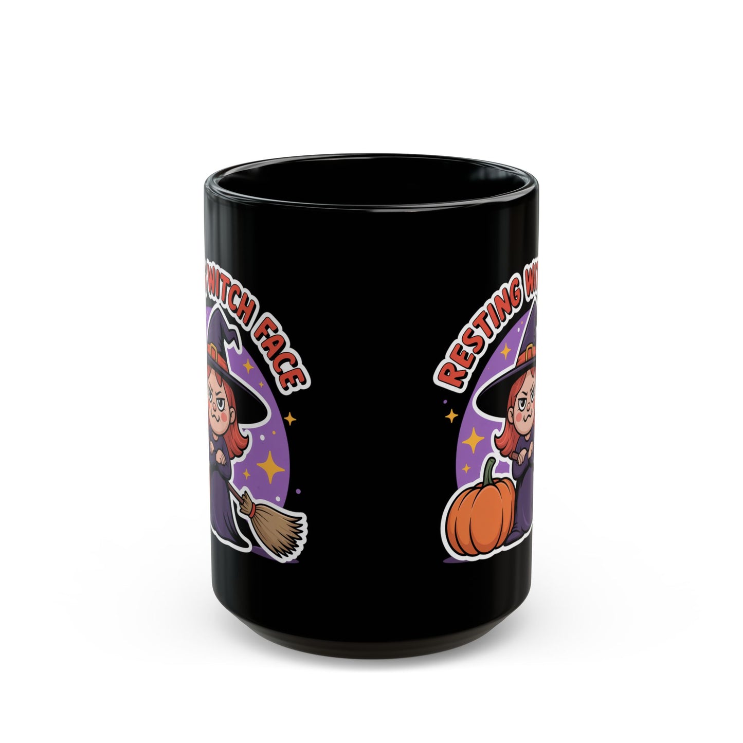 Resting Witch Face Mug Funny Halloween Witch 15oz Black Ceramic