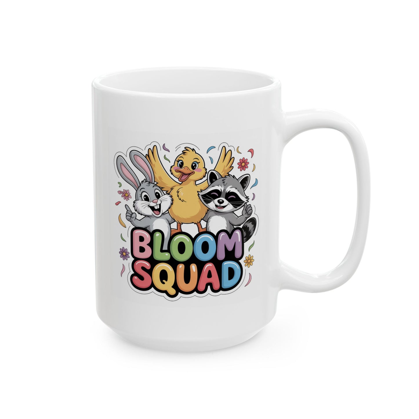 Bloom Squad Racoon Cute Bunny & Raccoon 'Be Kind' Ceramic Mug — 11oz & 15oz