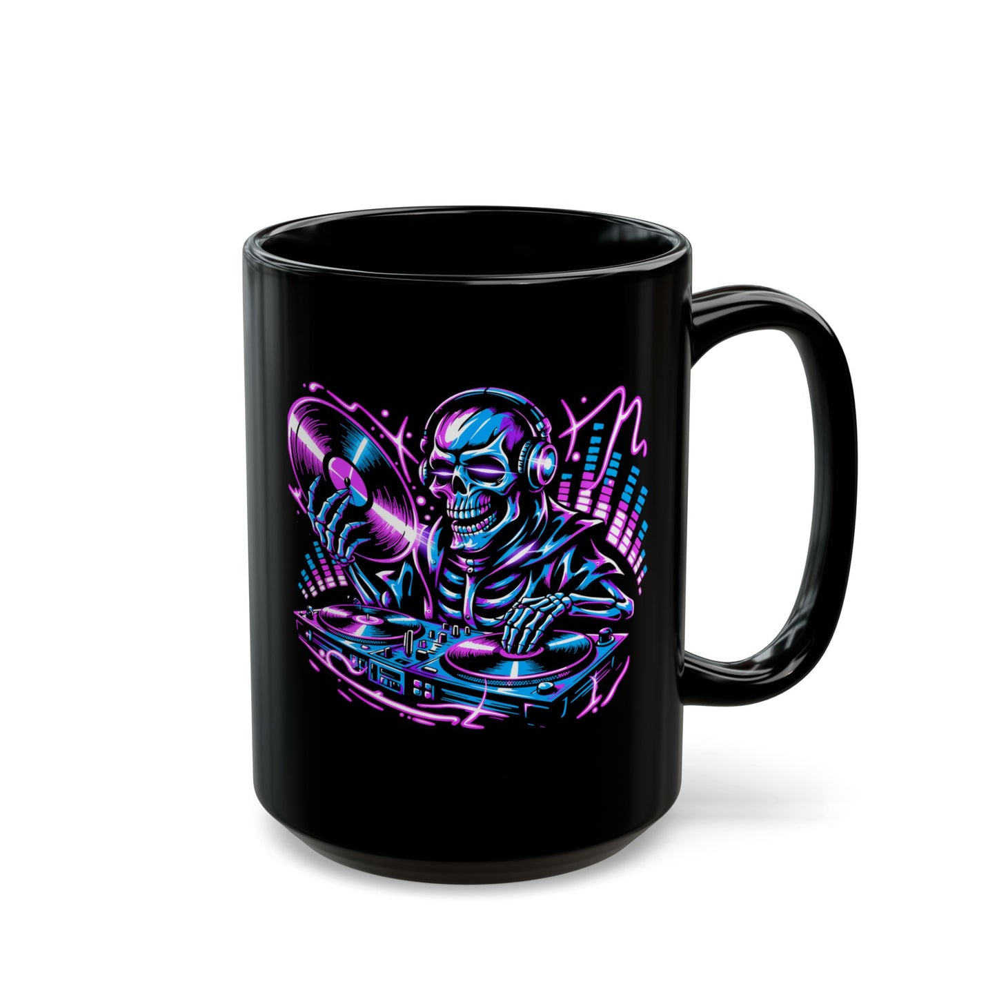 DJ Skeleton Black Mug (11oz, 15oz)