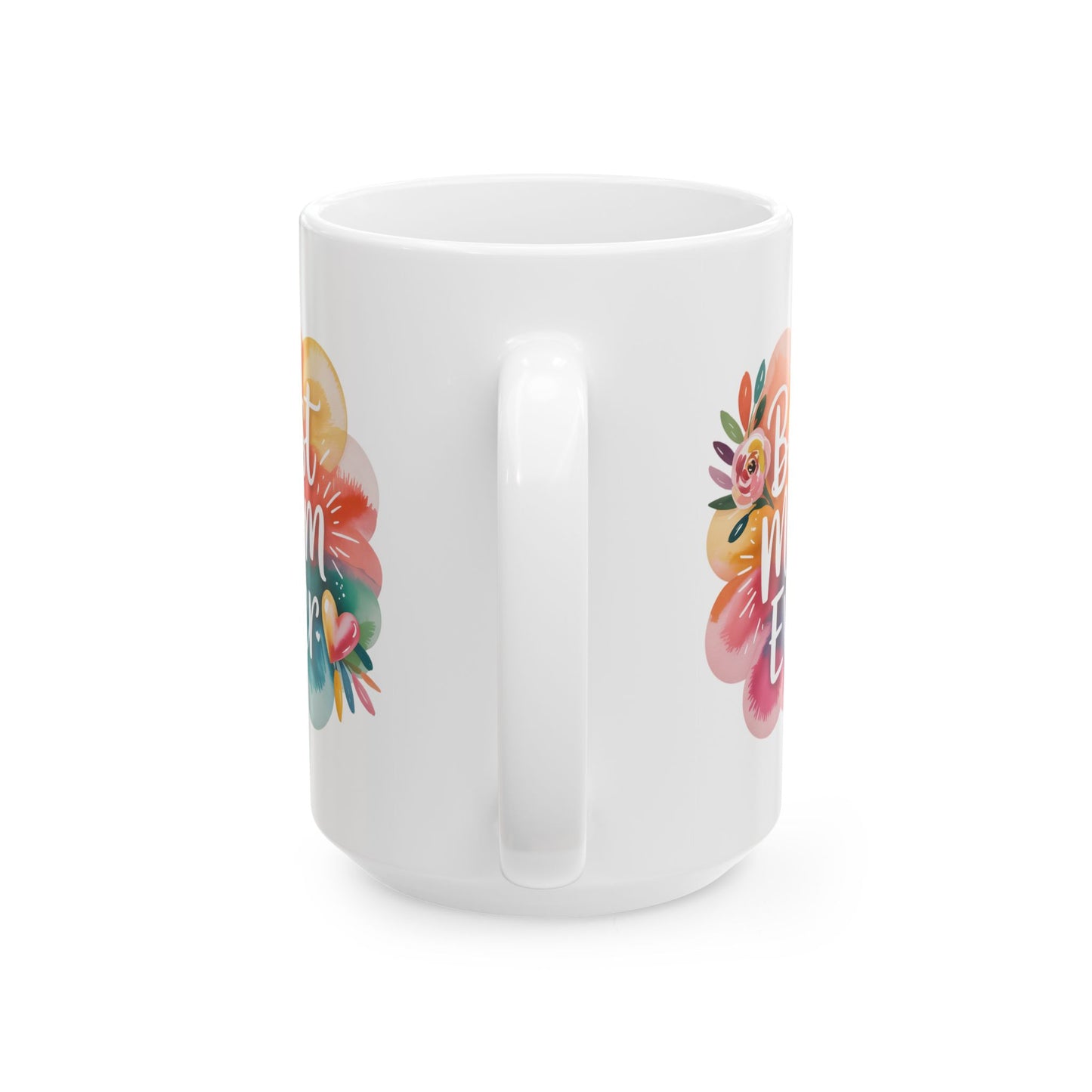 watercolor Floral Flower Power Ceramic Mug — Colorful Boho Bouquet Coffee Cup (11oz & 15oz)