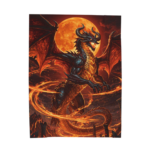 Dragon Throw Blanket 60x80 – Plush Fantasy Blanket for Couch Bed Sofa – Moonfire Dragon Decor – Inferno Eclipse by Lair Gadgets