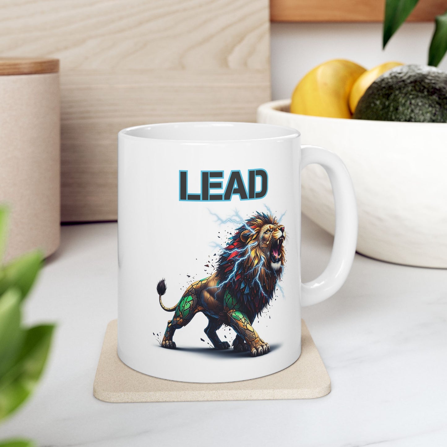 Electric Lion Art Mug, Colorful Lion Gift, Geometric Lion Cup, Unique Lion Design Mug, Artistic Lion Mug for Animal Lovers