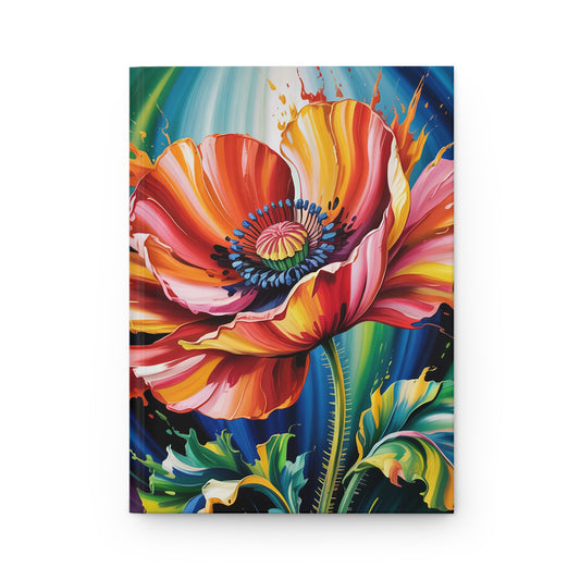 Bold Artistic Floral Hardcover Journal Matte Colorful Poppy Design by Lair Gadgets