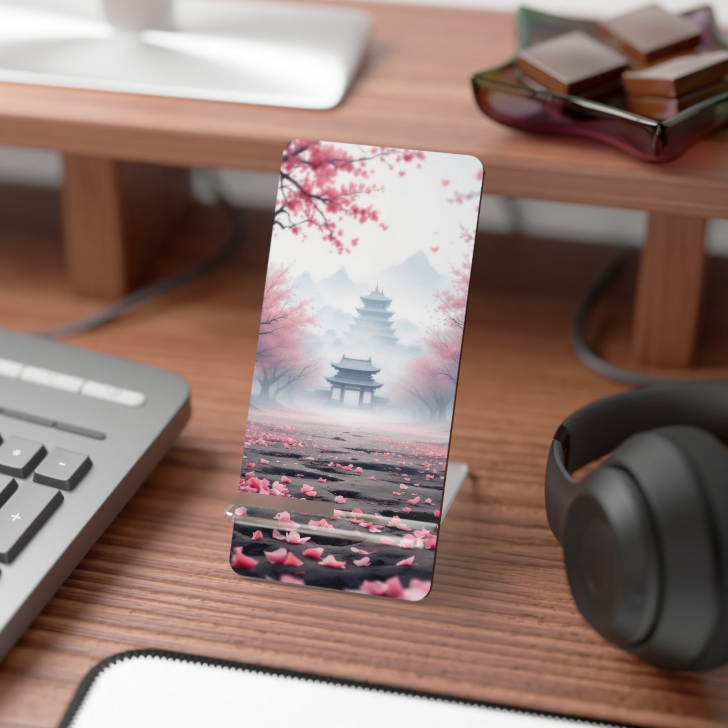 Cherry Blossom Themed Mobile Display Stand for Smartphones