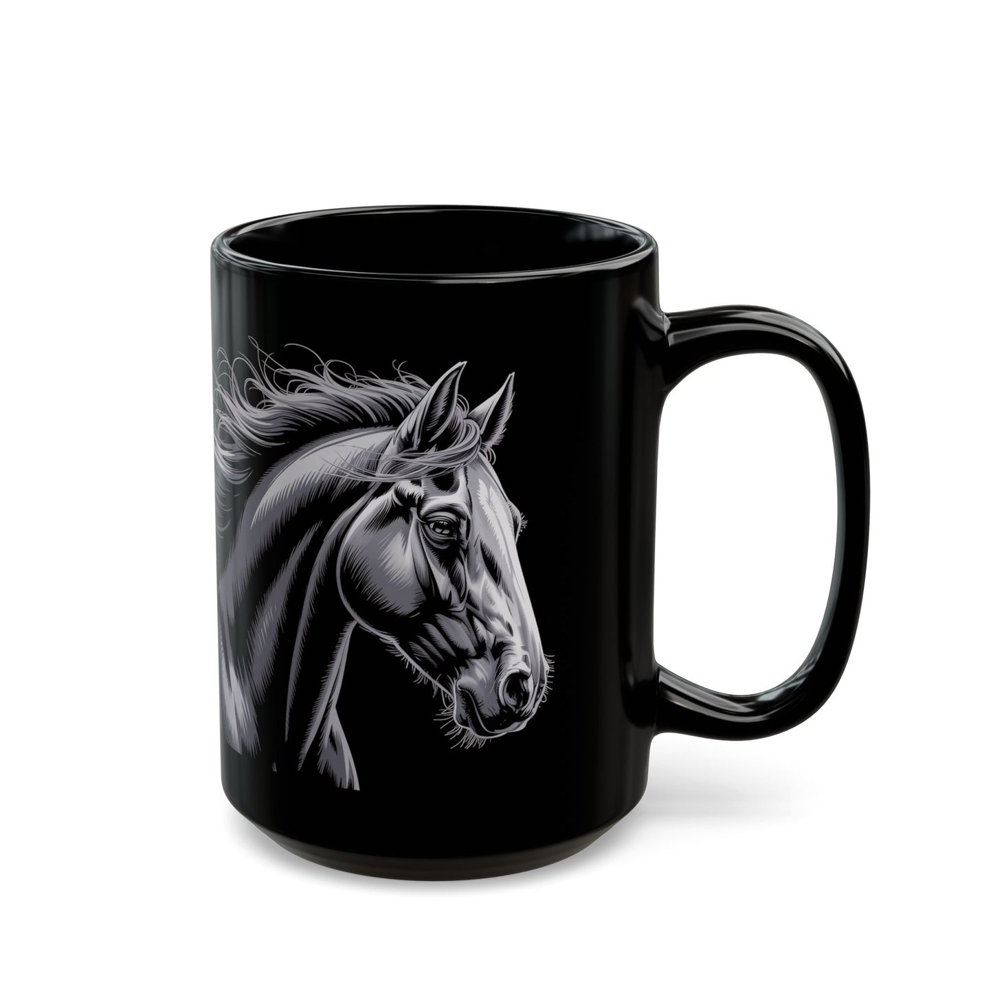 Horse Portrait Black Mug (15oz)
