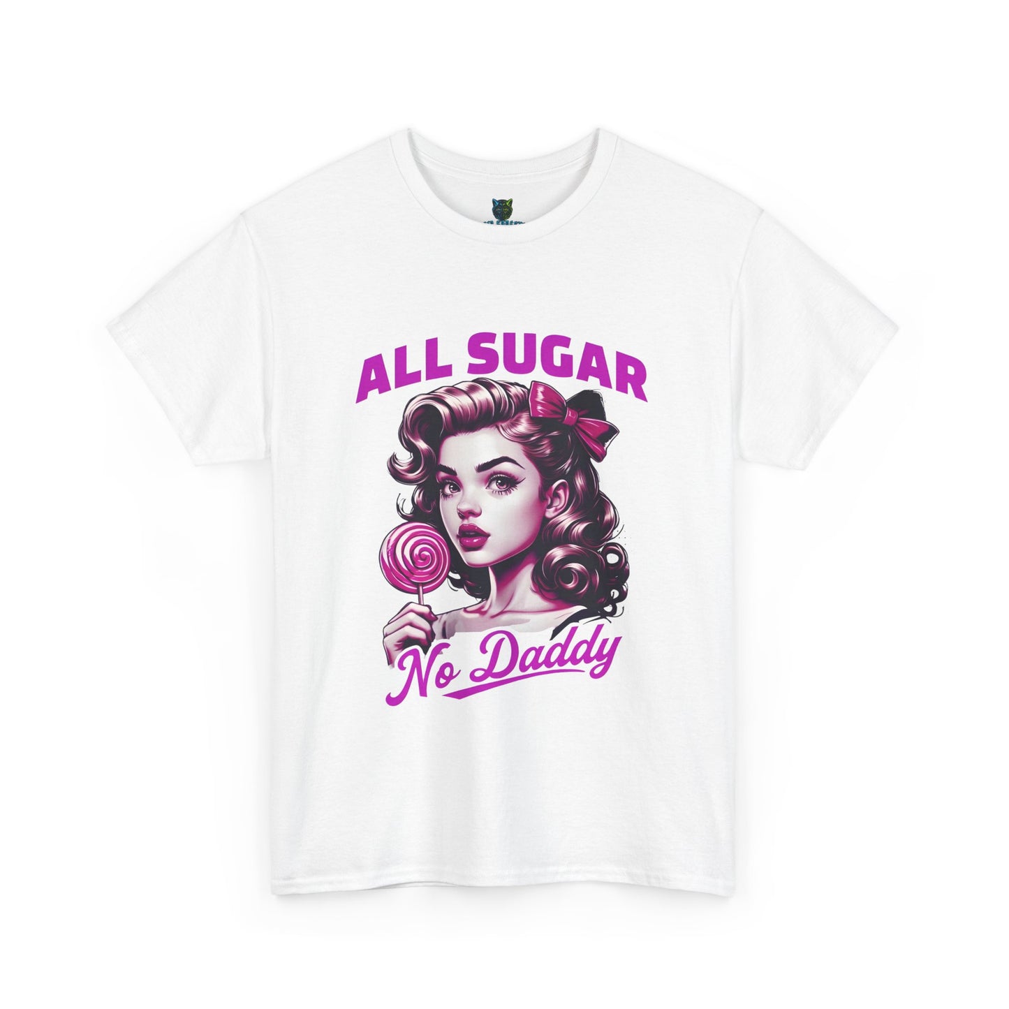 All Sugar No Daddy Heavy Cotton Tee - Fun Retro Graphic Tee for Sweet Tooth Lovers