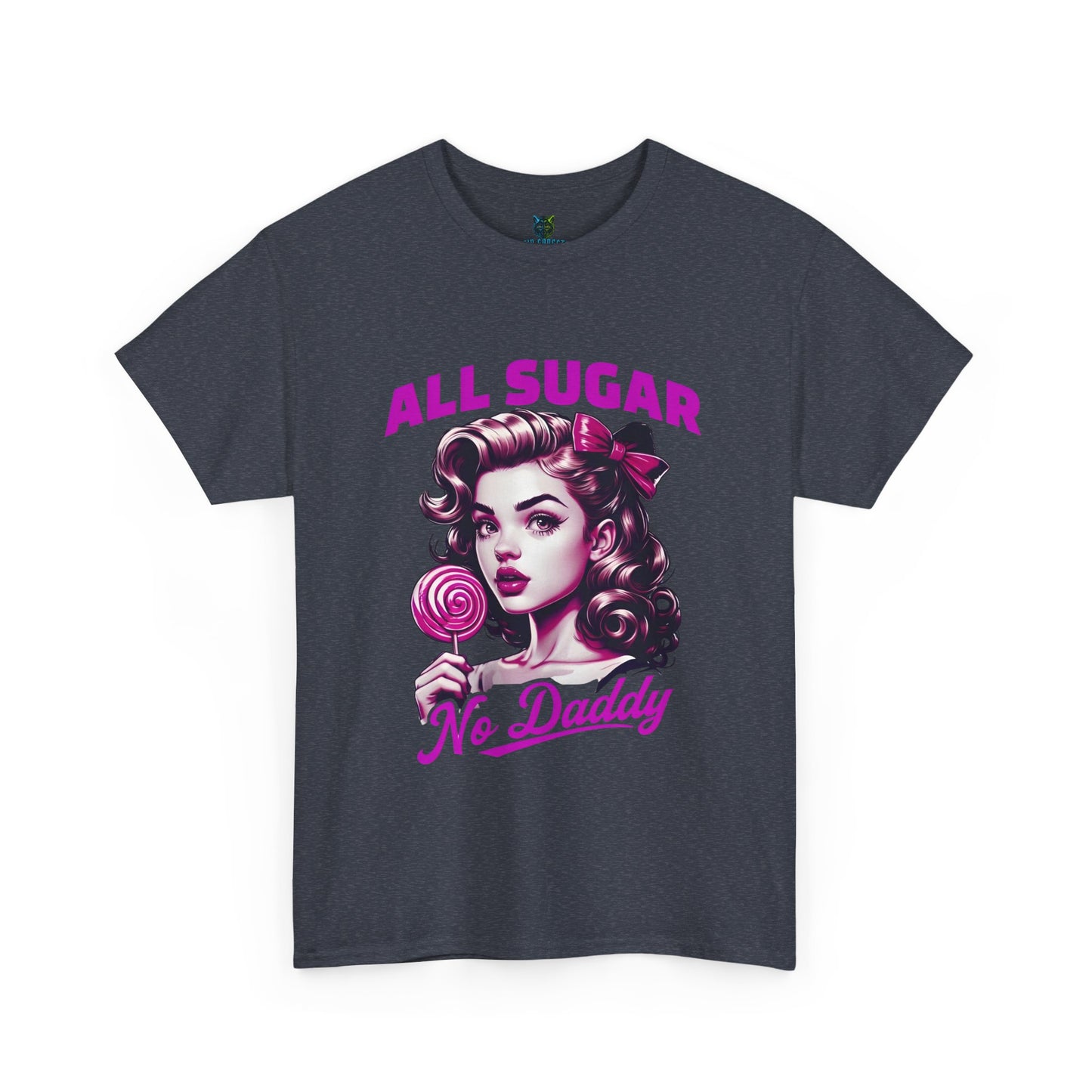 All Sugar No Daddy Heavy Cotton Tee - Fun Retro Graphic Tee for Sweet Tooth Lovers