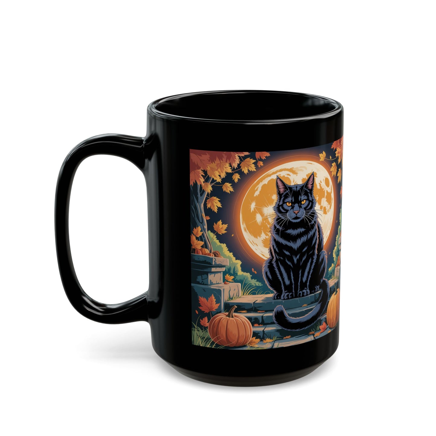 Cat full background Black Mug (15oz)
