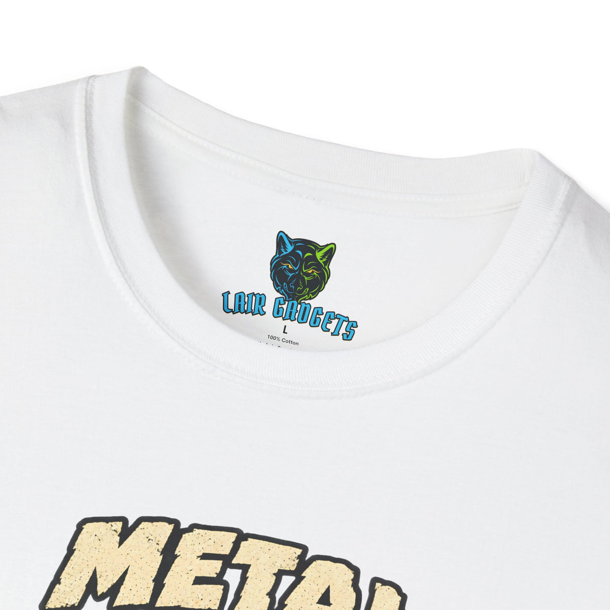 Metal Was Always Overpowered robot guitar graphic tee, alternate view