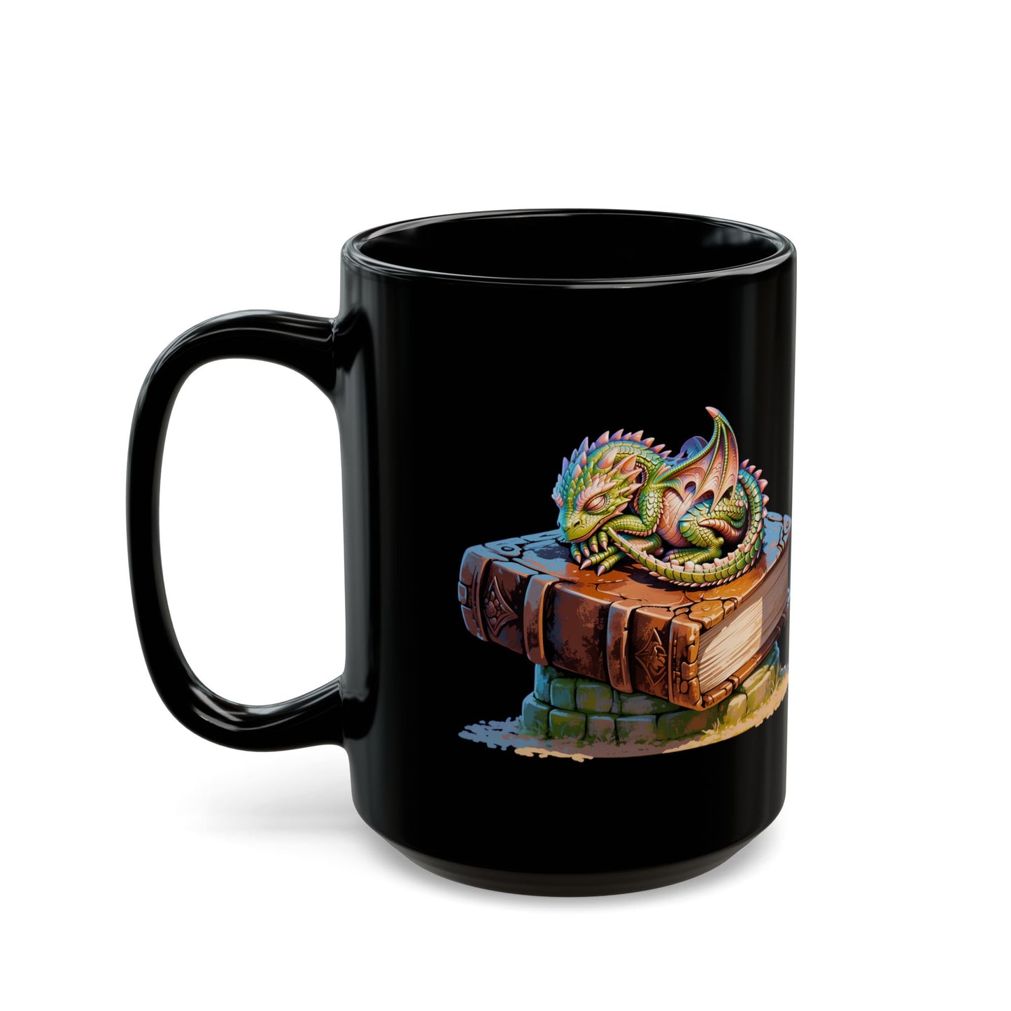 Sleeping Dragon Book Black Mug (11oz, 15oz)