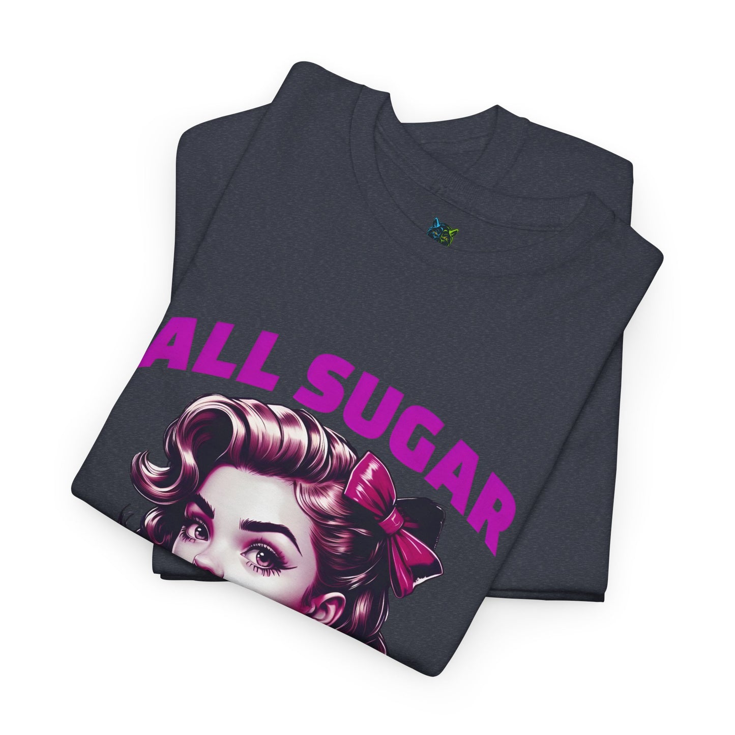 All Sugar No Daddy Heavy Cotton Tee - Fun Retro Graphic Tee for Sweet Tooth Lovers