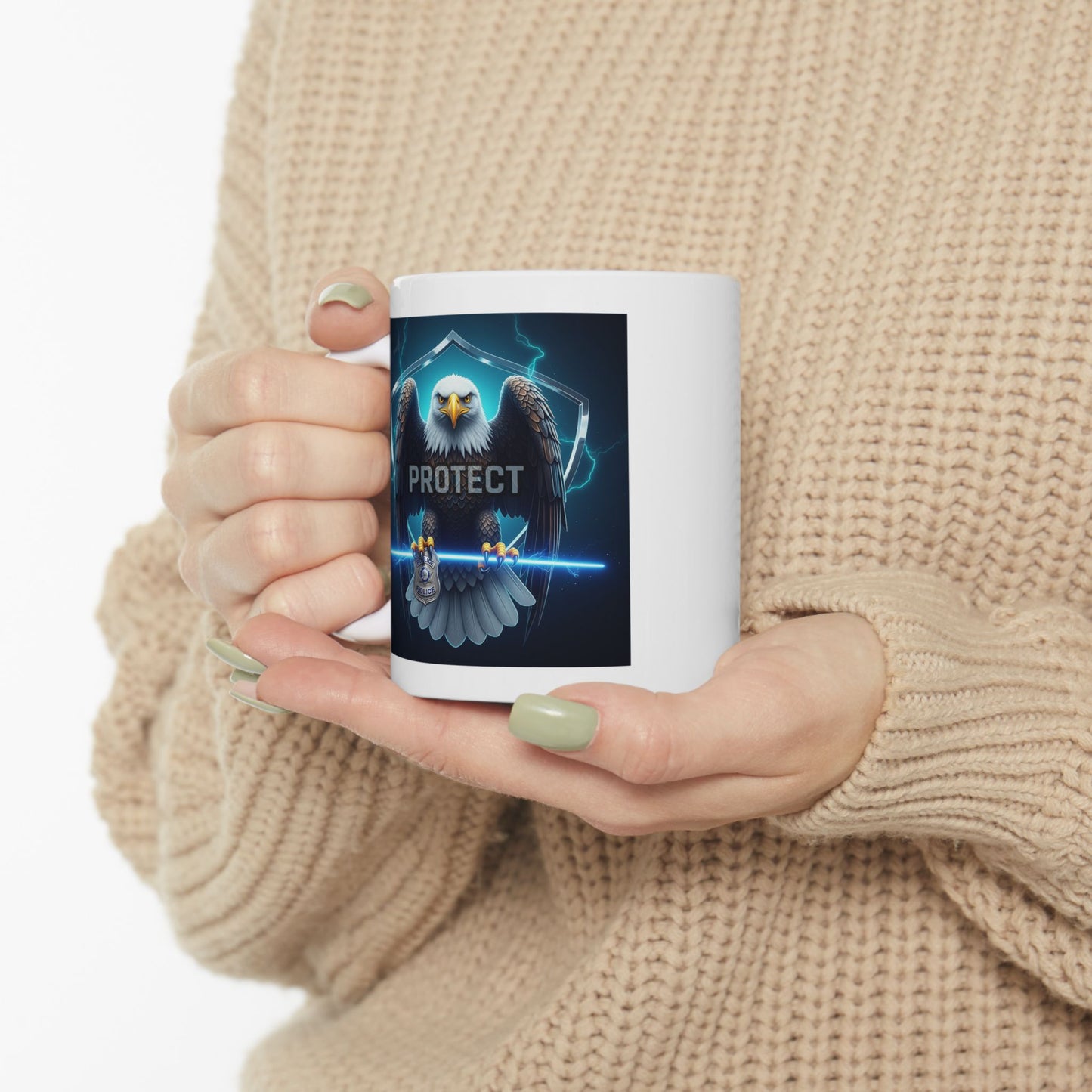 Eagle Protect Mug, Police Mug, Law Enforcement Mug, Patriotic Mug, American Eagle Mug, Gift for Police Officer, Military Mug