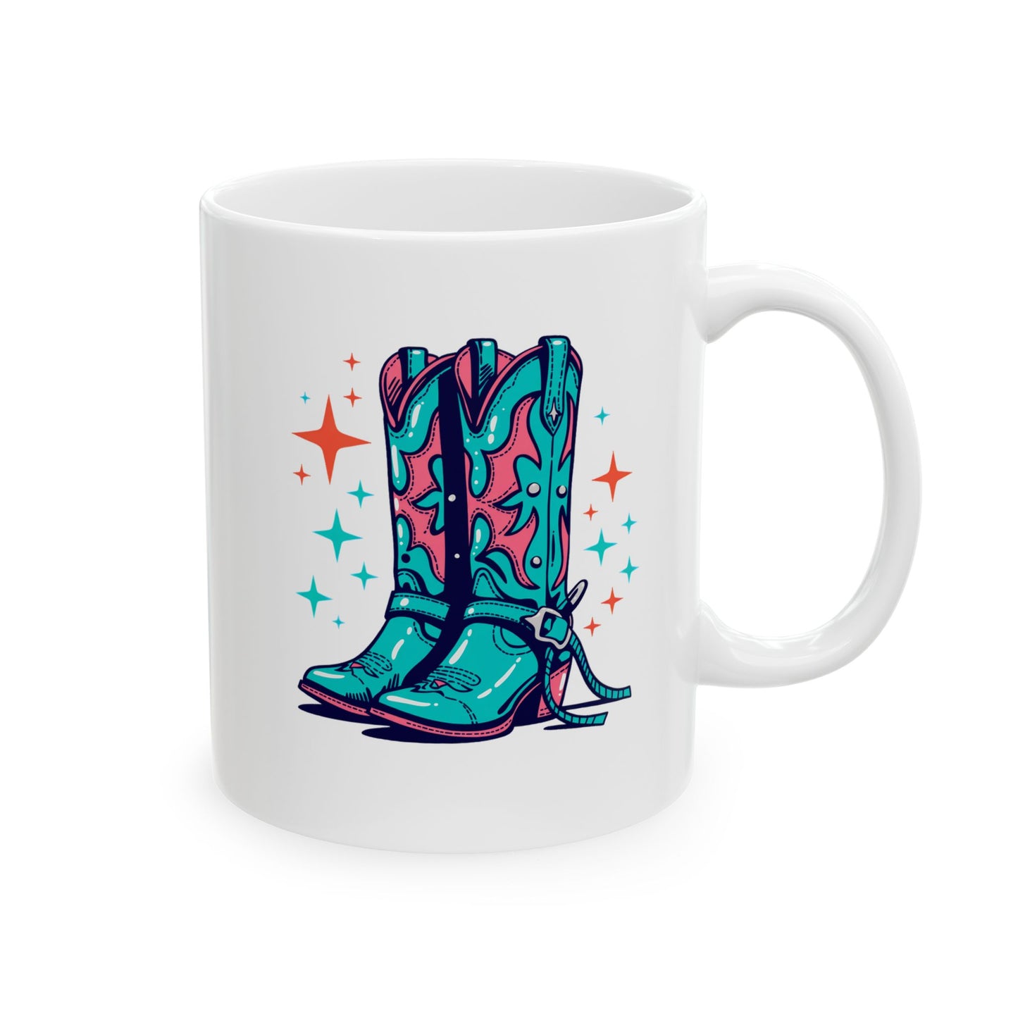 Sparkle Teal Cowgirl boots Ceramic Mug, (11oz, 15oz)