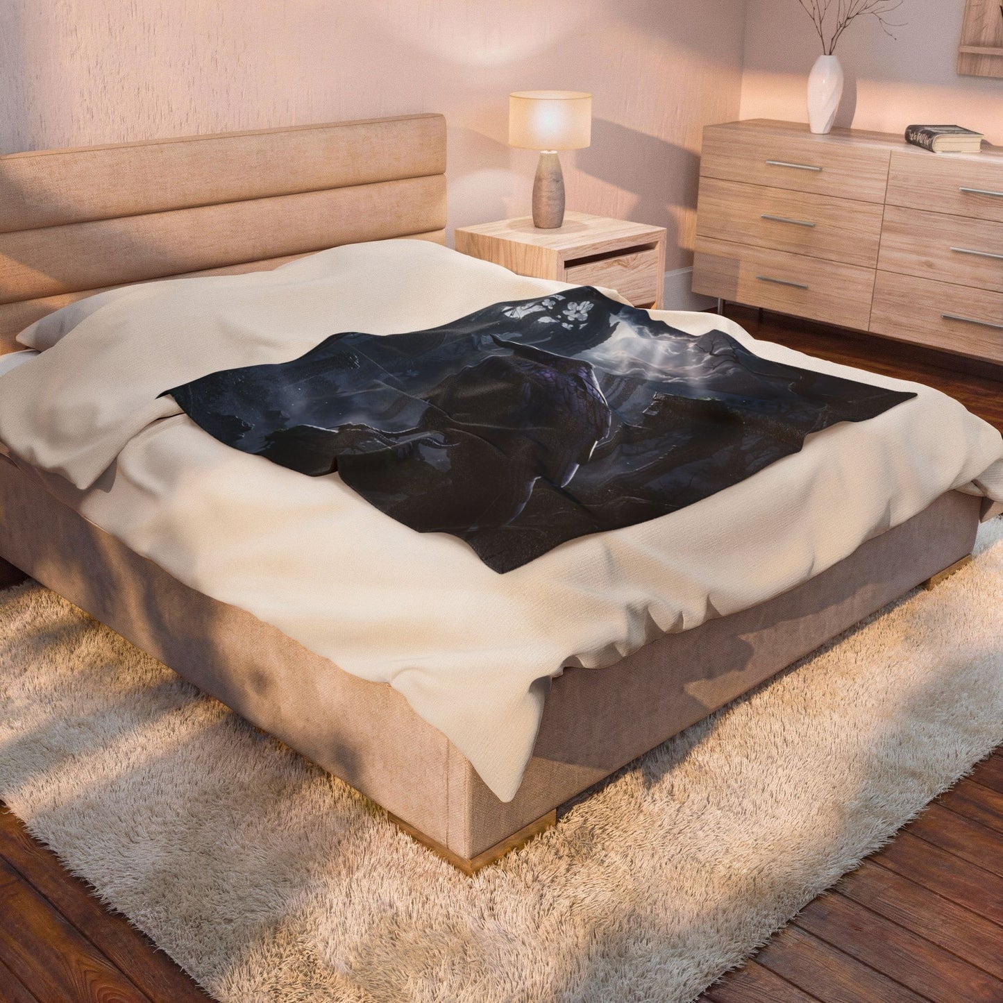 Raven Throw Blanket – Gothic Cathedral Plush Blanket for Couch Bed Sofa – Dark Academia Fantasy Decor – Cathedral of Ravens by Lair Gadgets
