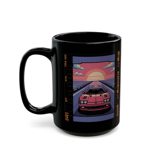 Retro Fuel Black Mug - Vintage Aesthetic Coffee Cup, Gift for Car Lovers, Retro Vibe, 11oz & 15oz Sizes, Perfect for Coffee Addicts