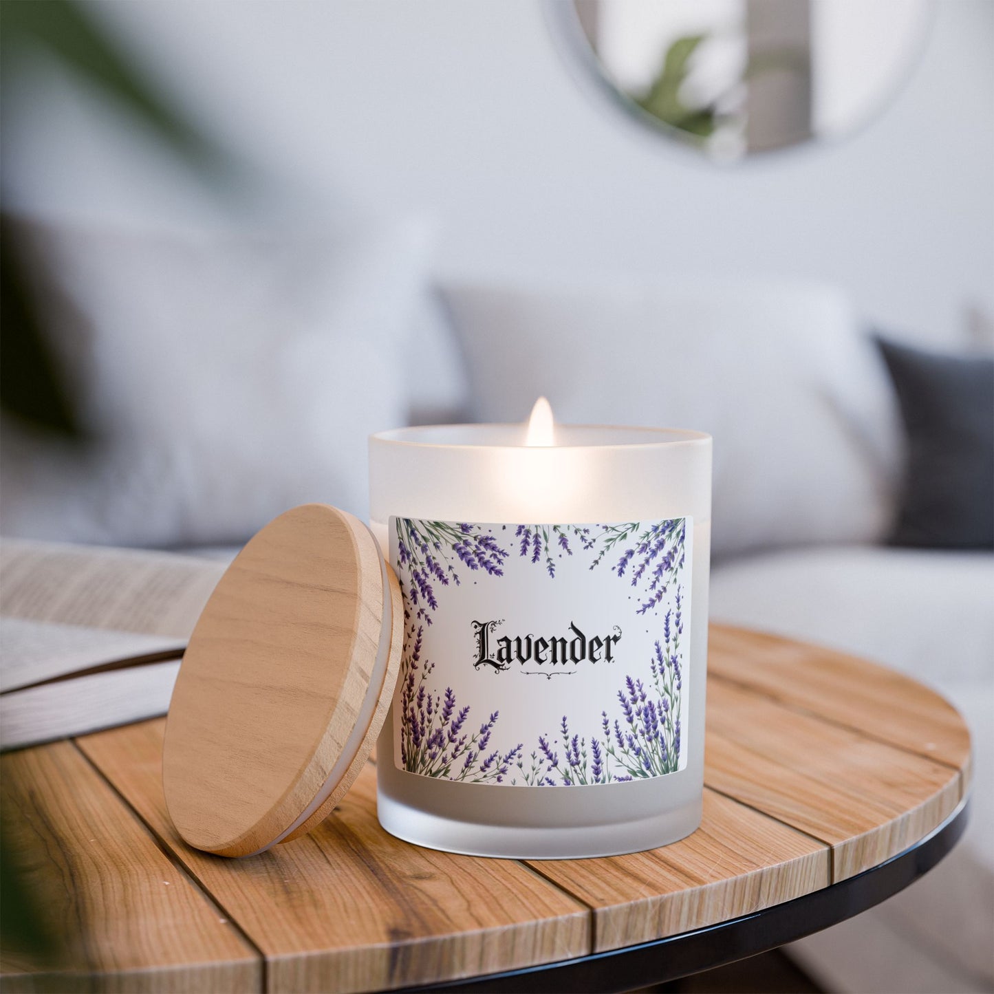 Lavender Scented Candle - 11oz Frosted Glass for Calming Aromatherapy