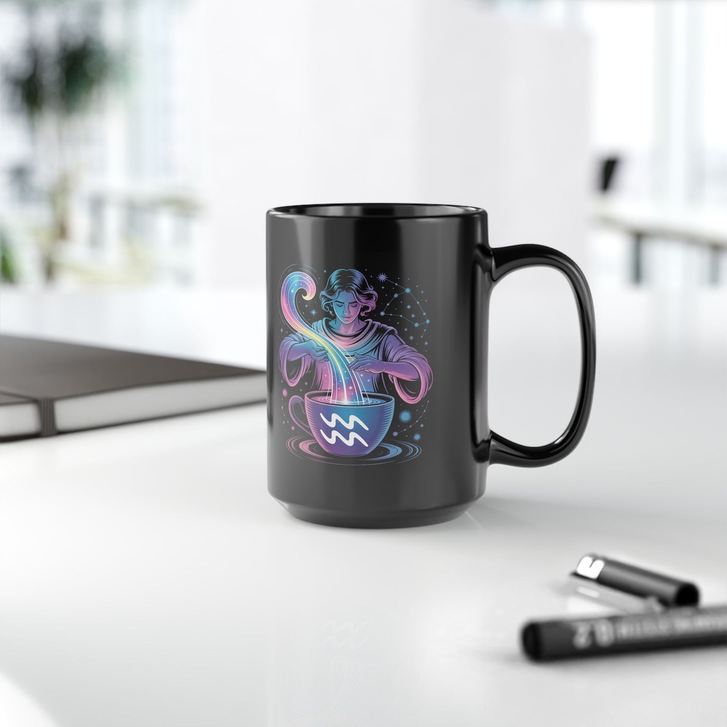 Aquarius Magical Black Mug - Mystic Design for Wake-up Vibes, Perfect Gift for Astrology Lovers, Coffee & Tea Enthusiasts, Cosmic Home Decor, [...]