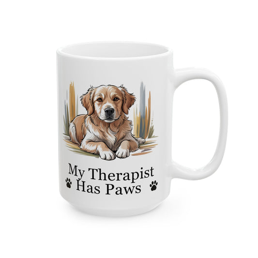 My Therapist Has Paws Dog Ceramic Mug, ( Labrador 15oz)