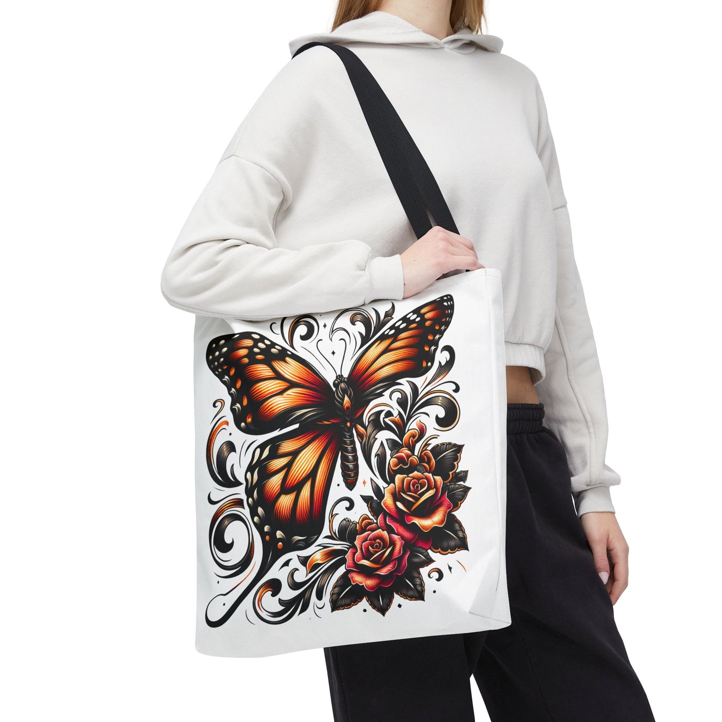Butterfly Floral Tote Bag - Chic Shopper, Eco-Friendly Gift, Stylish Carryall, Travel, Beach, Art Lover's Accessory