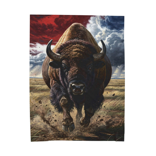 Buffalo Stampede 60x80 Velveteen Plush Blanket