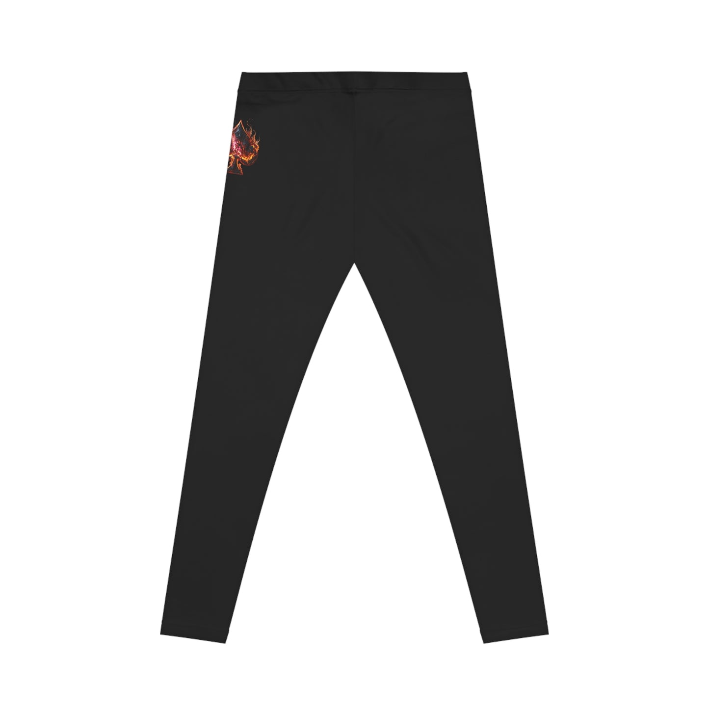 Women's Stylish Black Casual Leggings with Flame Design - Comfortable Activewear for Everyday Wear