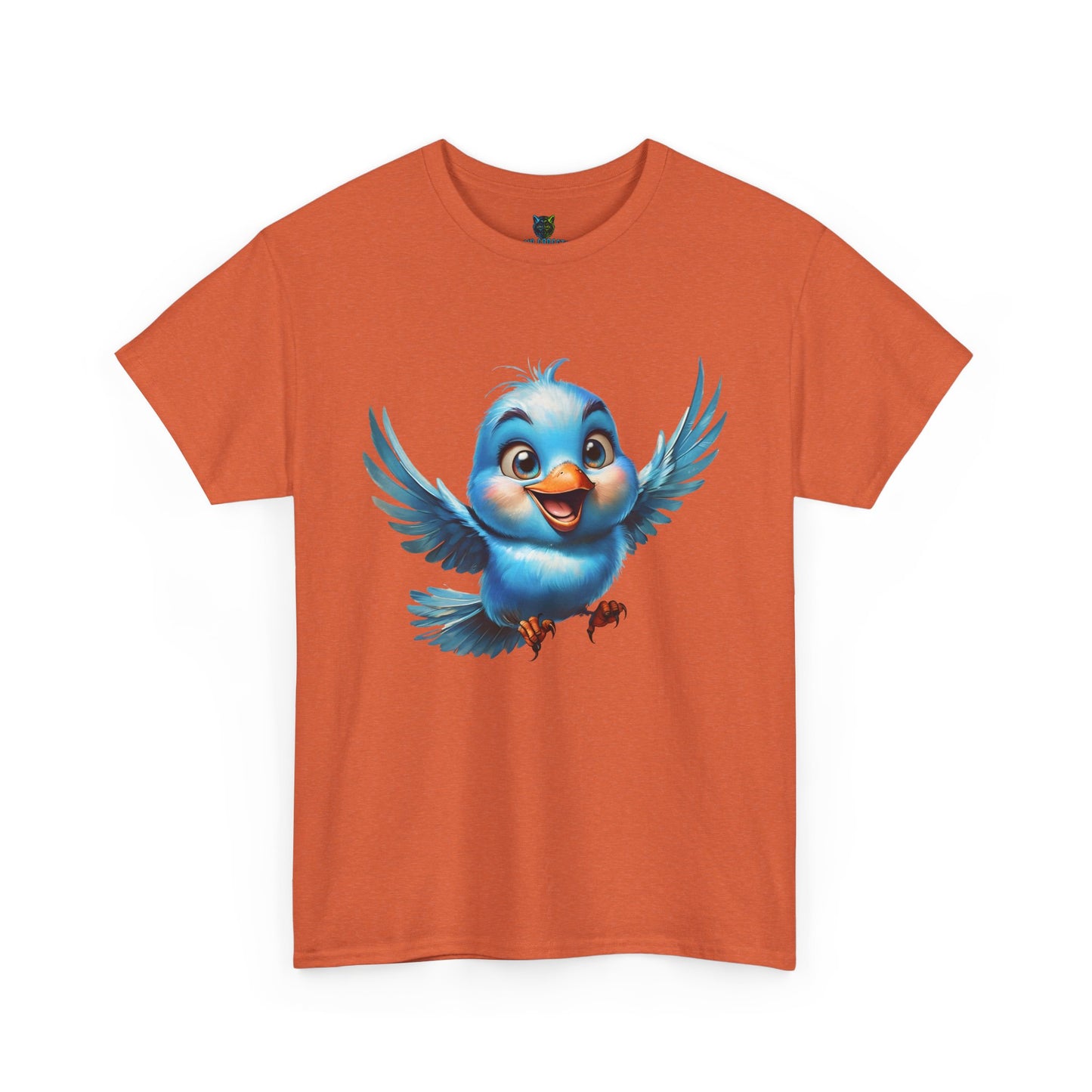 Playful Bluebird  Heavy Cotton Tee - Perfect for Nature Lovers & Everyday Wear