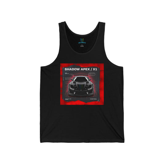 Shadow Apex X1 Unisex Jersey Tank - Cool Graphic Tank Top for Car Enthusiasts, Gift for Motorsports Fans, Summer Fashion