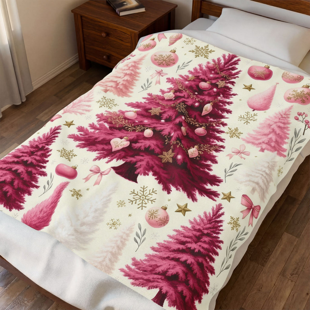 Pink Tree Velveteen Plush Blanket